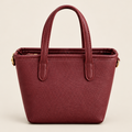 Burgundy Textured mini Tote Bag WITH CHERRY CHARM
