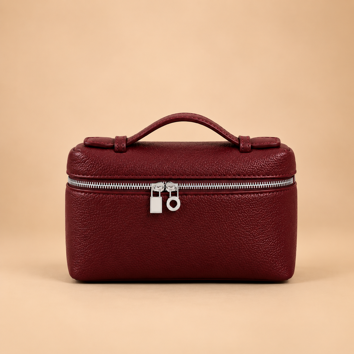 Burgundy Textured Leather Premium Vanity Style Handbag