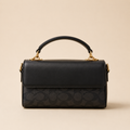 Elegant Black Structured Handbag with Detachable Shoulder Strap
