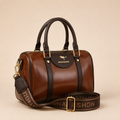 Brown & Black Structured Bowling Bag with Shoulder Strap