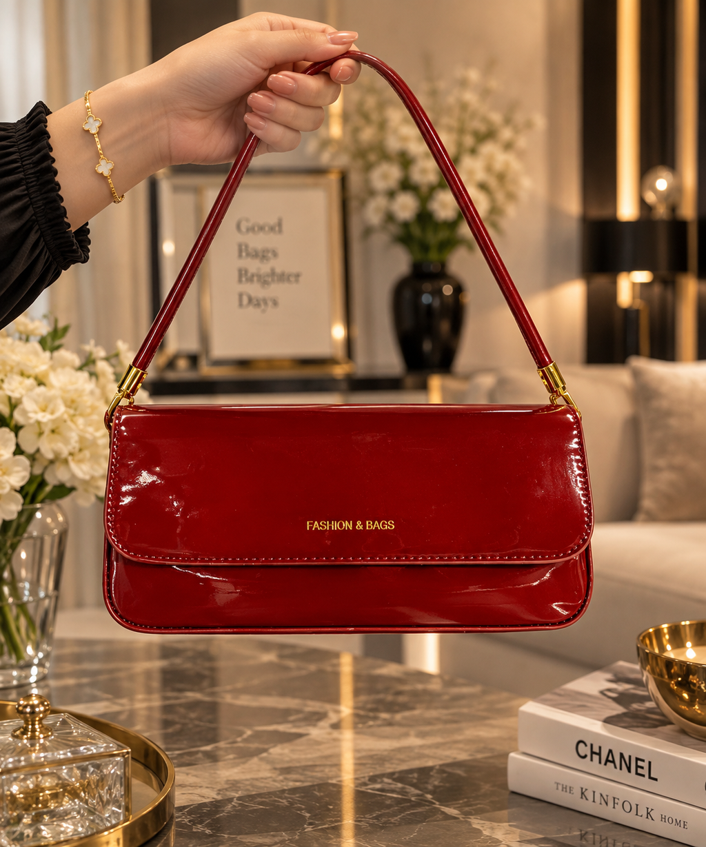 Red Glossy Shoulder Bag