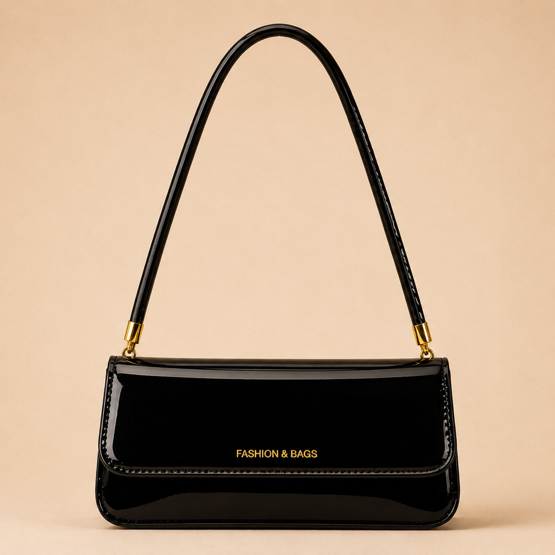 Black Glossy Shoulder Bag
