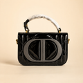 Black Glossy Structured Handbag