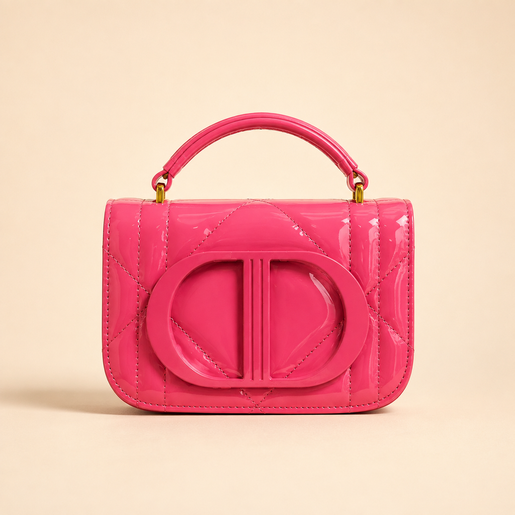Pink Glossy Quilted Handbag