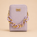Lavender Textured Crossbody Bag with Statement Chain