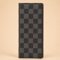 Black Textured Checkered Long Wallet