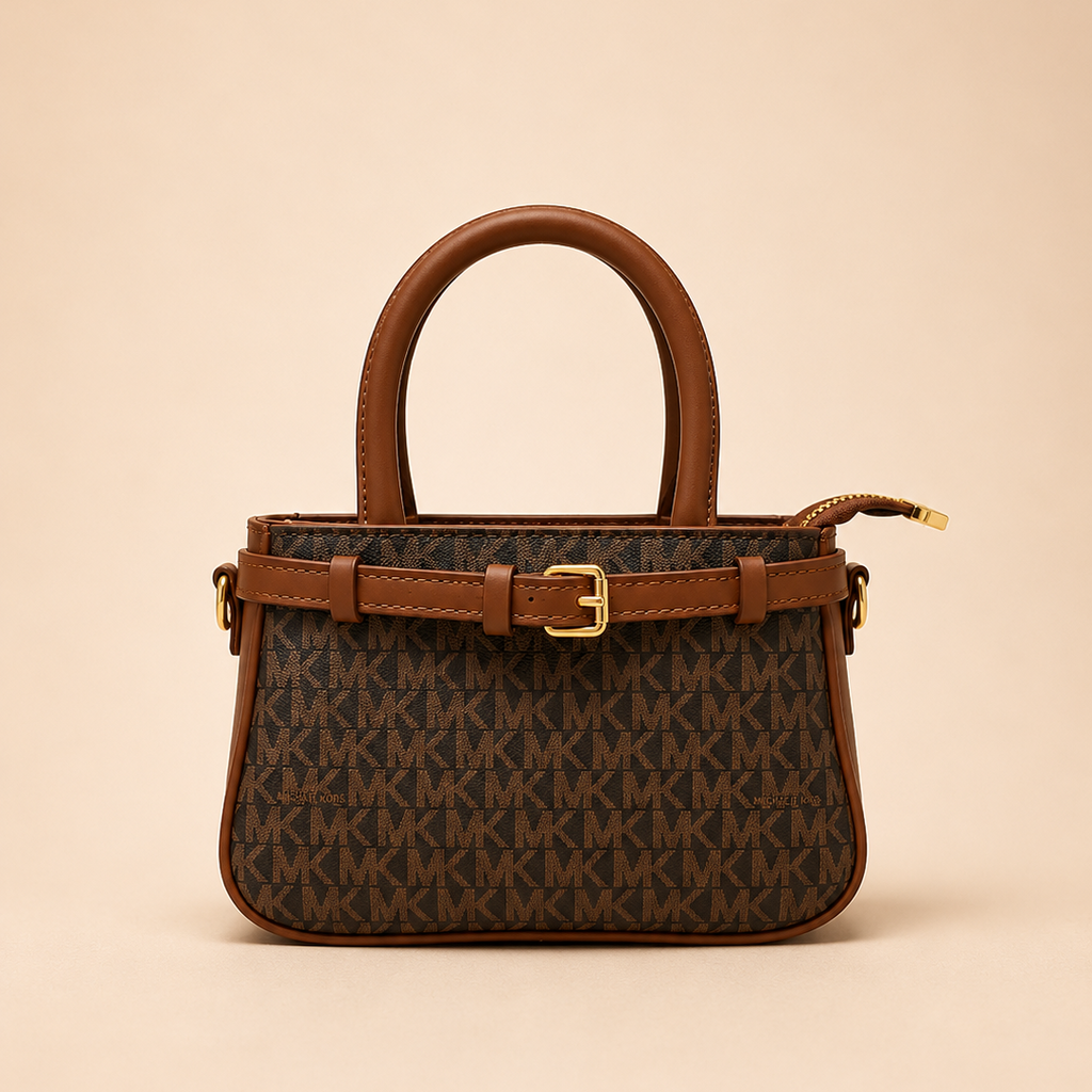 Brown Monogram Structured Handbag