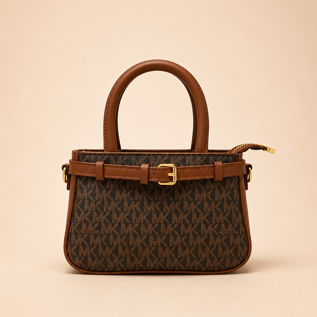 Brown Monogram Structured Handbag