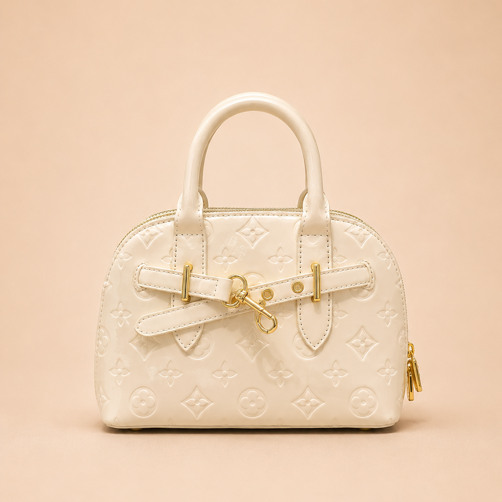 Ivory Embossed Patent Handbag