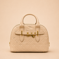 Cream tan Embossed Patent Leather Handbag