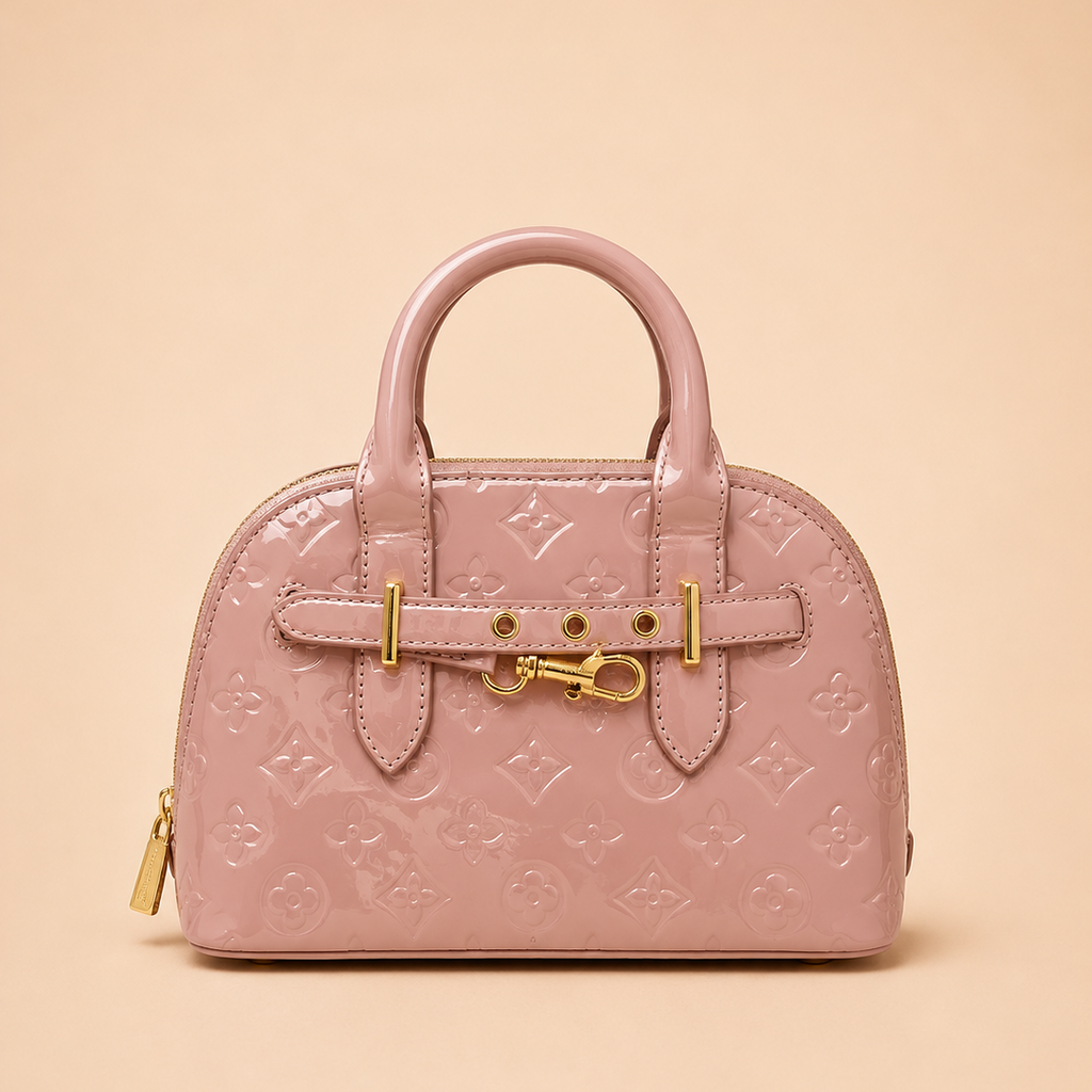 Pink Embossed Patent Leather Handbag
