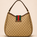 Premium Beige Monogram GUCCI TOTE Bag with Web Stripe Detail