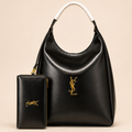Premium LSY Black Hobo Tote Bag with Matching Pouch