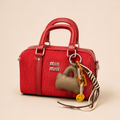 Elegant Red Mini Top Handle Handbag with Detachable Shoulder Strap
