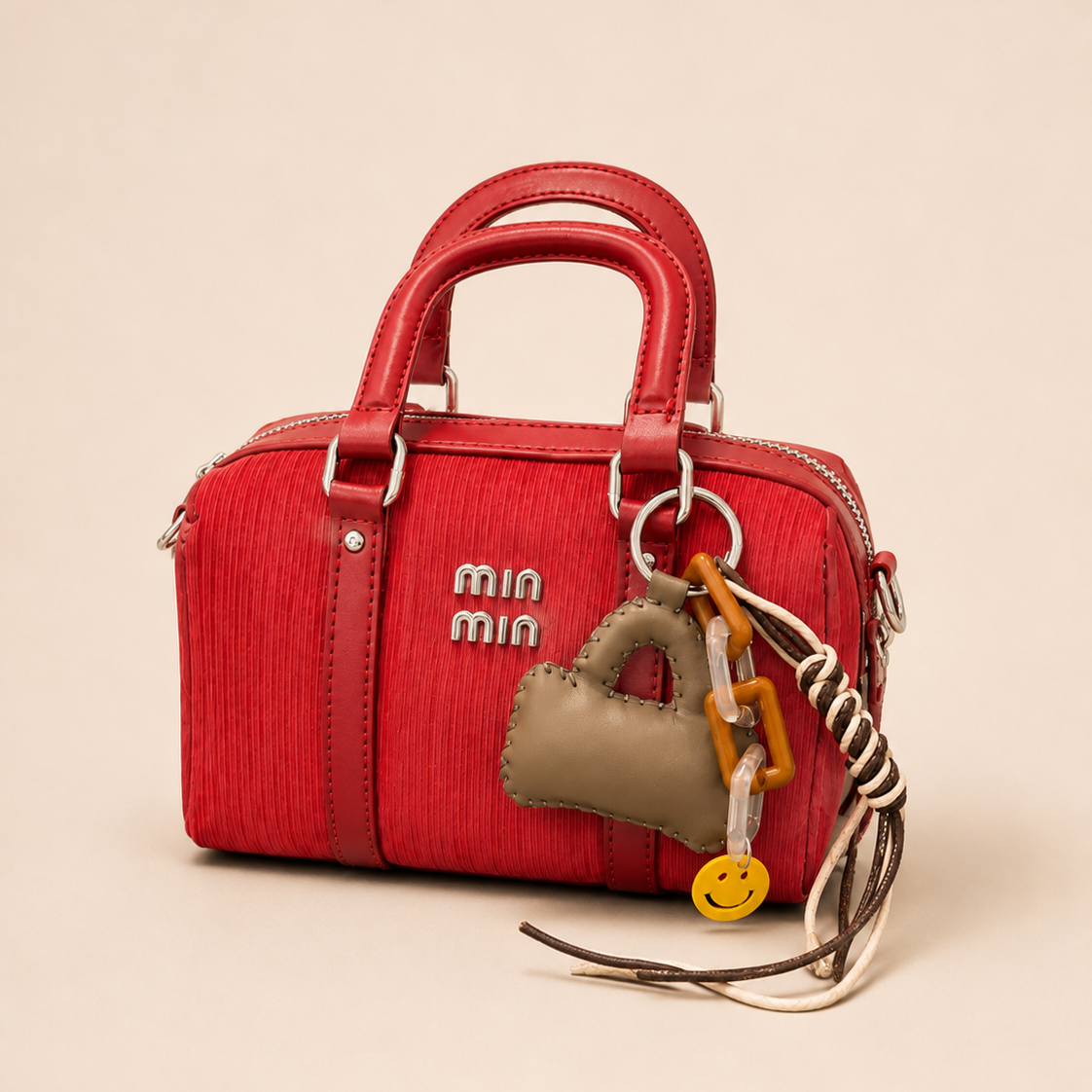 Elegant Red Mini Top Handle Handbag with Detachable Shoulder Strap