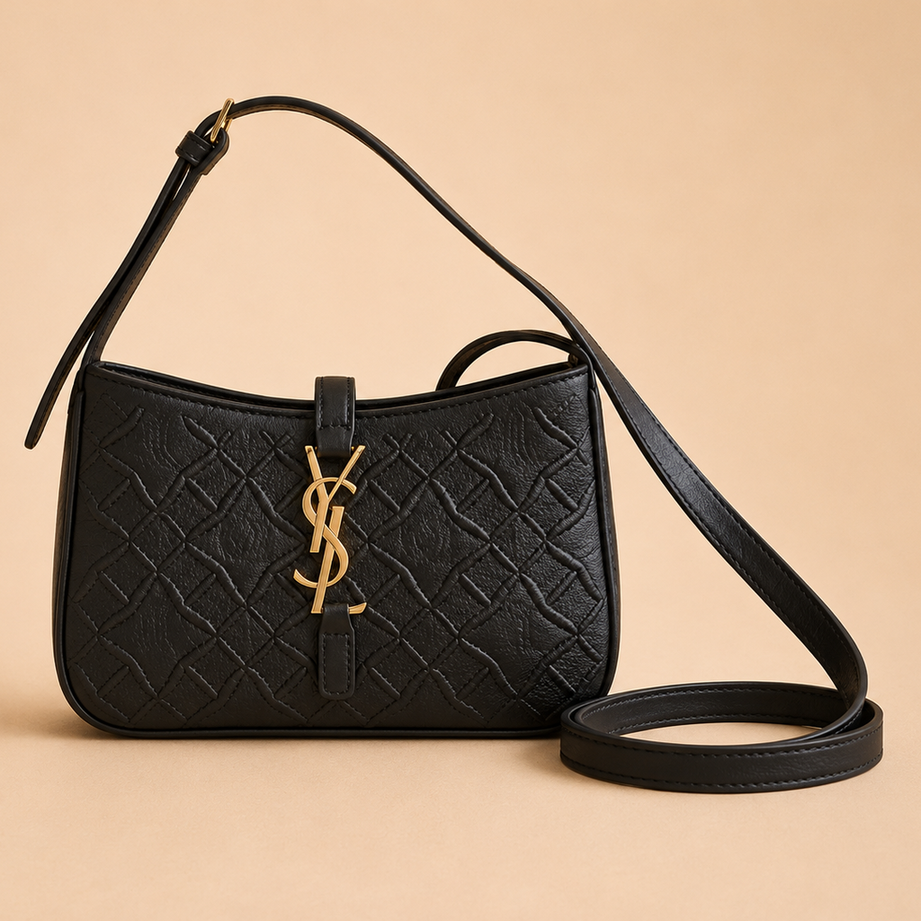 Elegant Black Quilted Shoulder Bag with Crossbody Strap
