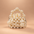 Pearl Collection. LUMINA PEARL . Handmade Pearl Embellished Drawstring  Handbag