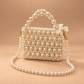 PEARL ELEGANCE. Handmade Pearl Embellished Top Handle Shoulder Bag