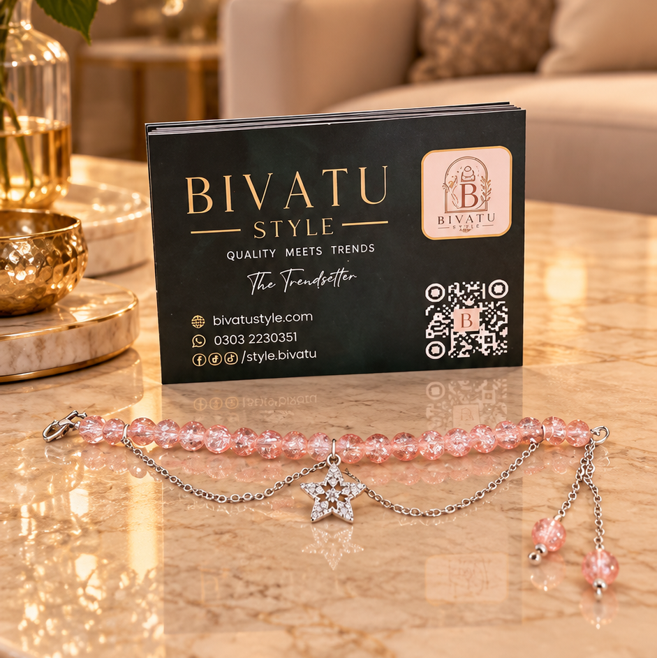 Coral Bliss  Crystal Beaded Butterfly Charm Bracelet