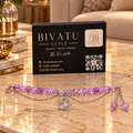 Lilac Heart Crystal Handmade Beaded Charm Bracelet