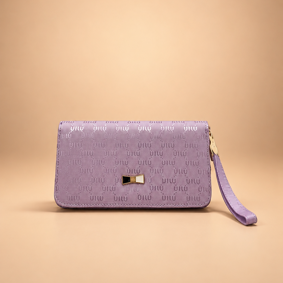 Lavender Patterned Wristlet Clutch/Wallet