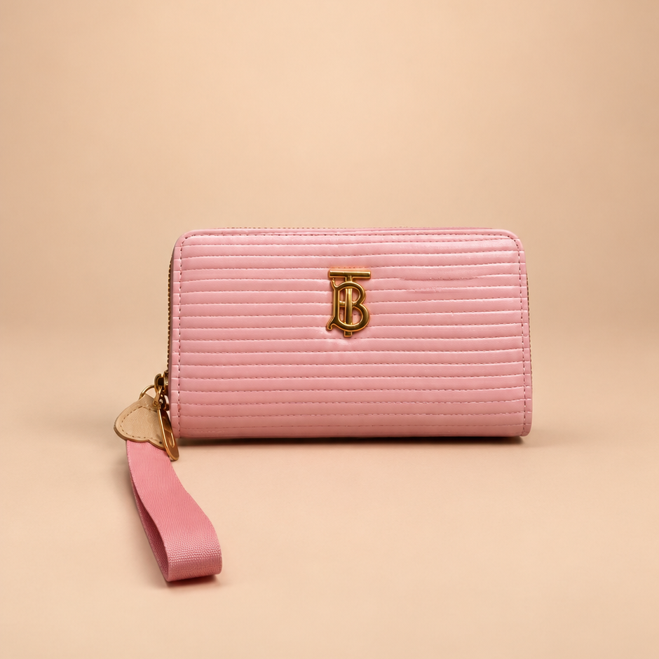 Blush Pink Textured Zip Wallet