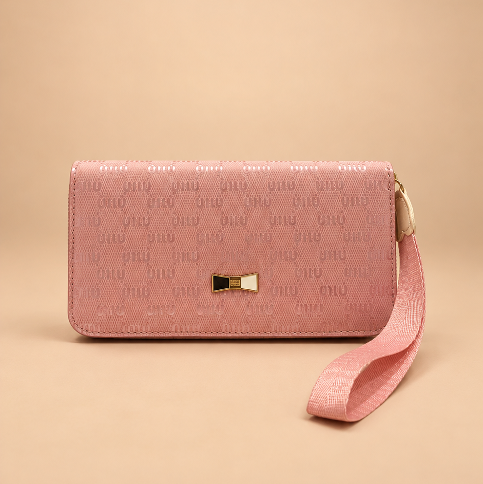 Pink Patterned Wristlet Clutch/Wallet
