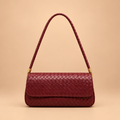 Burgundy Woven Leather Premium Shoulder Bag