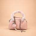 Blush Pink Patent Leather Handbag with Chain Detail