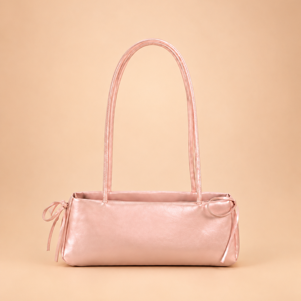 Blush Pink Minimalist Bow Shoulder Bag