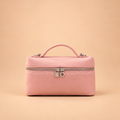 Blush Pink Textured Leather Vanity Style Handbag