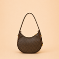 Classic Brown Houndstooth Crescent Shoulder Bag