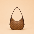 Khaki Canvas Monogram Crescent Shoulder Bag