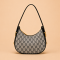 Black Vintage Monogram Crescent Shoulder Bag