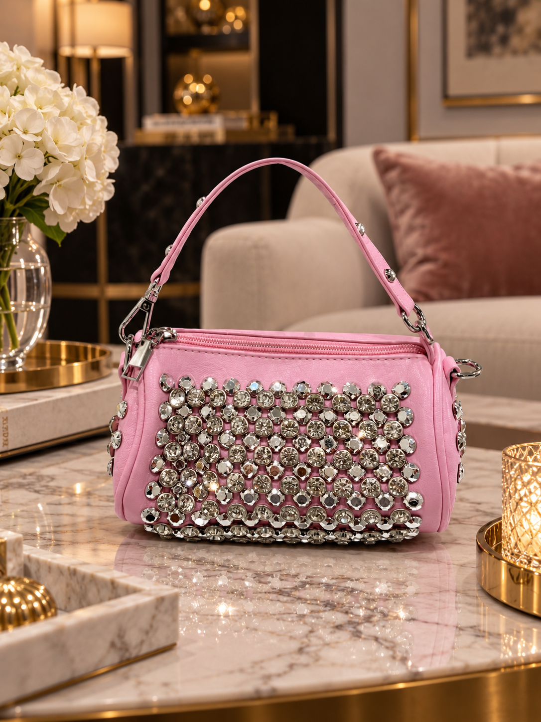 Pink Crystal Embellished Shoulder Bag ✨💗