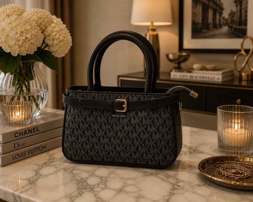 Brown Monogram Structured Handbag
