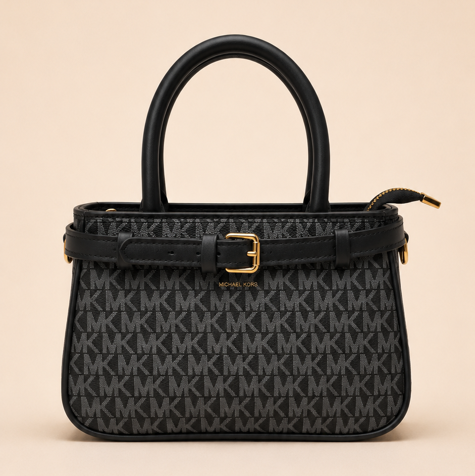 Black Monogram Structured Handbag