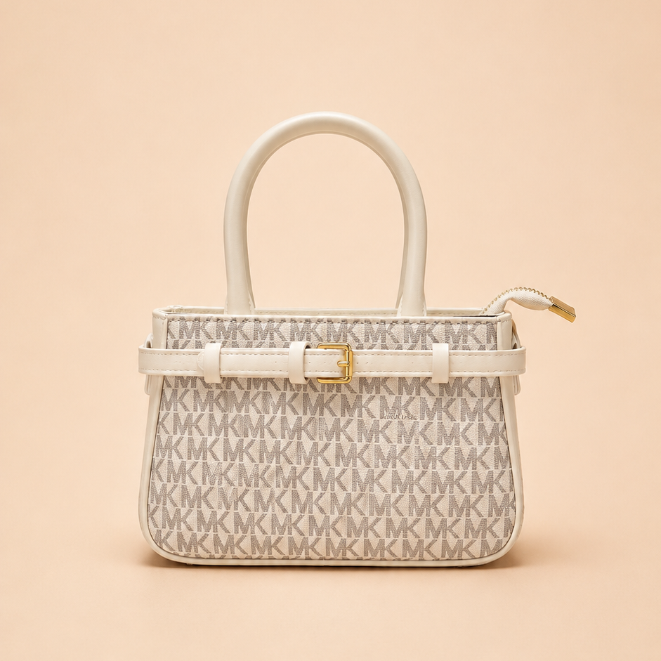 Elegant Ivory Monogram Handbag with Belt Detail ✨