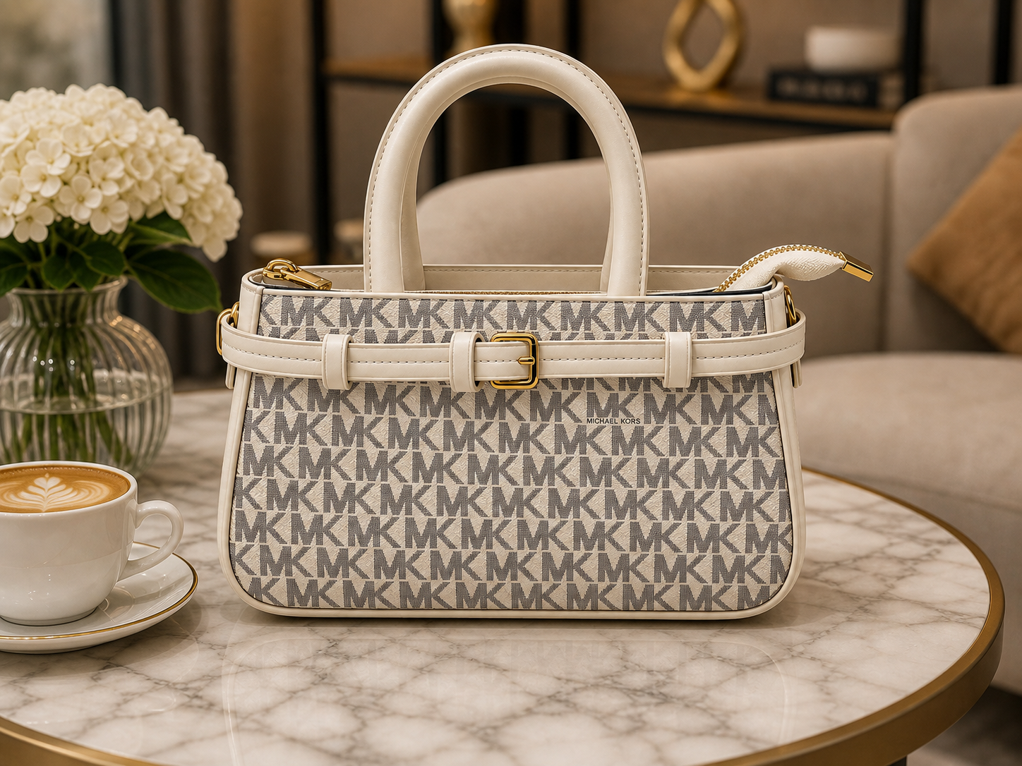Brown Monogram Structured Handbag