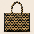 Premium Geometric Pattern PARADA Tote Bag – Black & Beige Structured Handbag