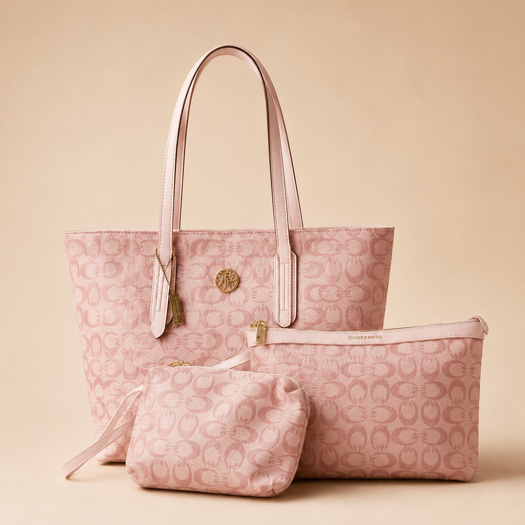 Blush Pink 3-Piece Tote Bag Set
