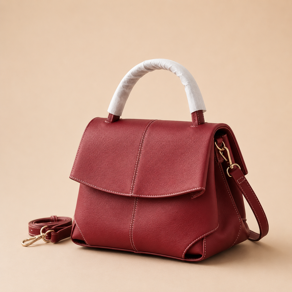Pink Structured Top Handle Shoulder Bag