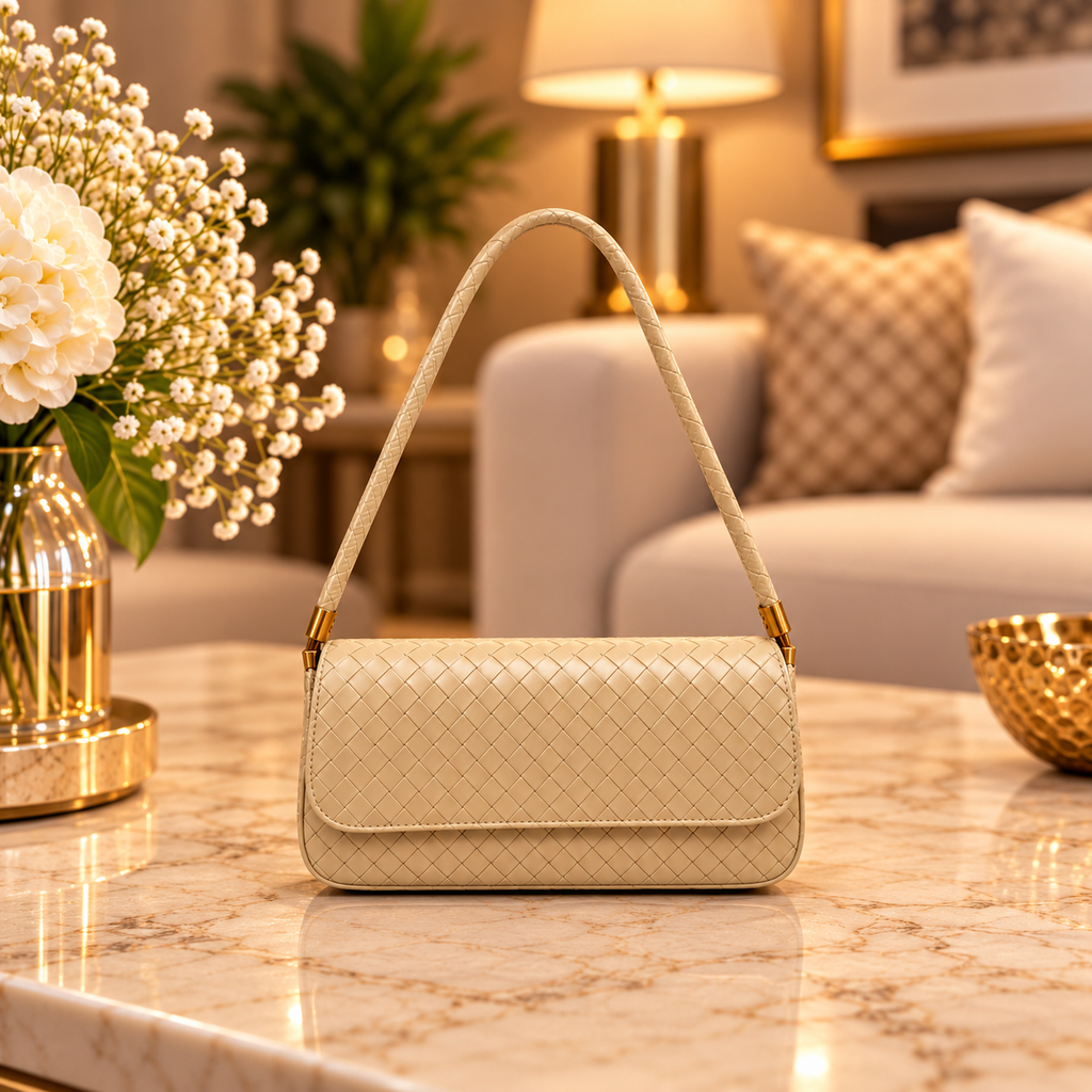 Subtle Gold Woven Premium Quality Shoulder Bag