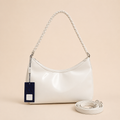 Elegant White Shoulder Bag with Braided Strap