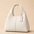 White Textured Hobo Shoulder Bag