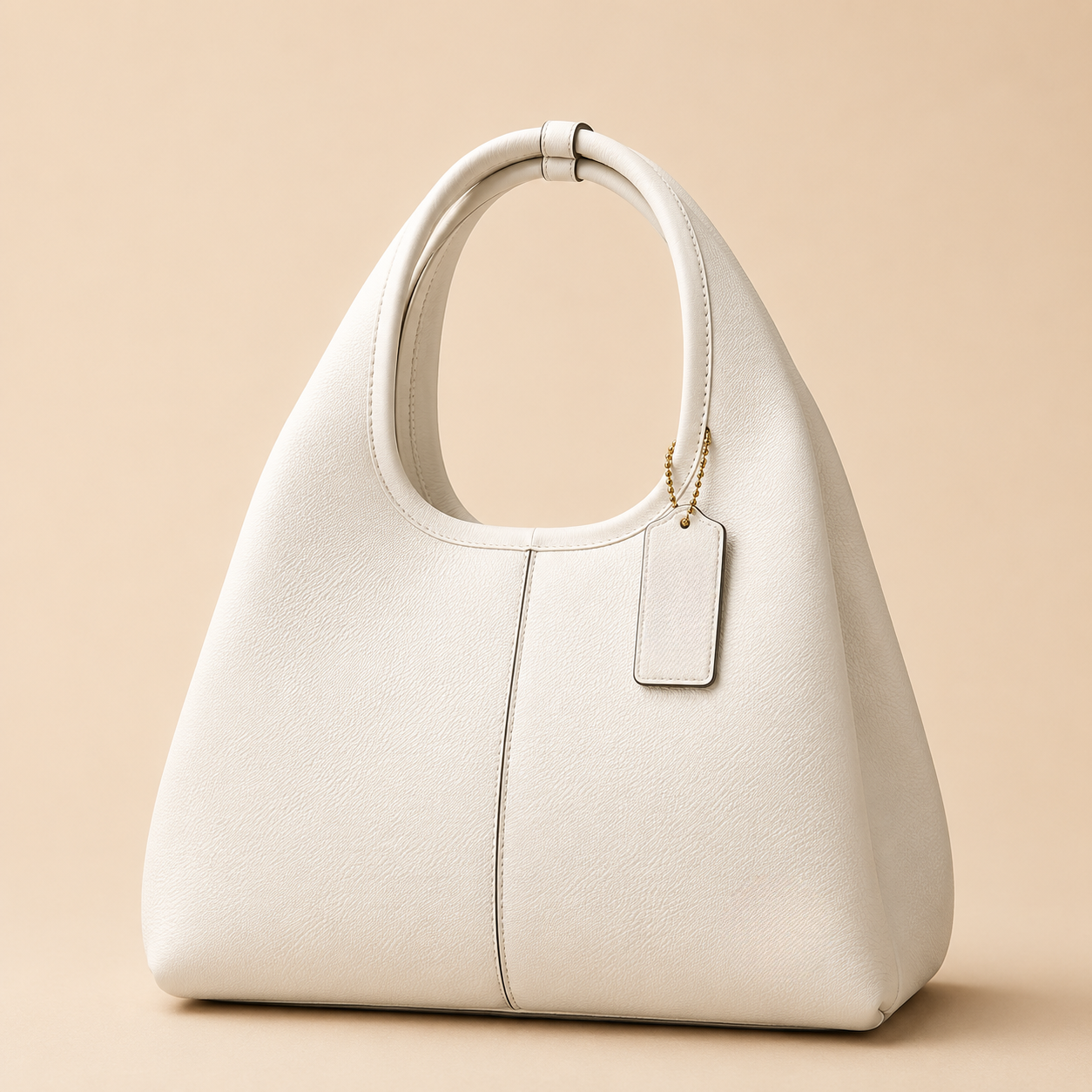 White Textured Hobo Shoulder Bag