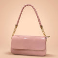 Soft Pink Patent Braided-Strap Shoulder Bag