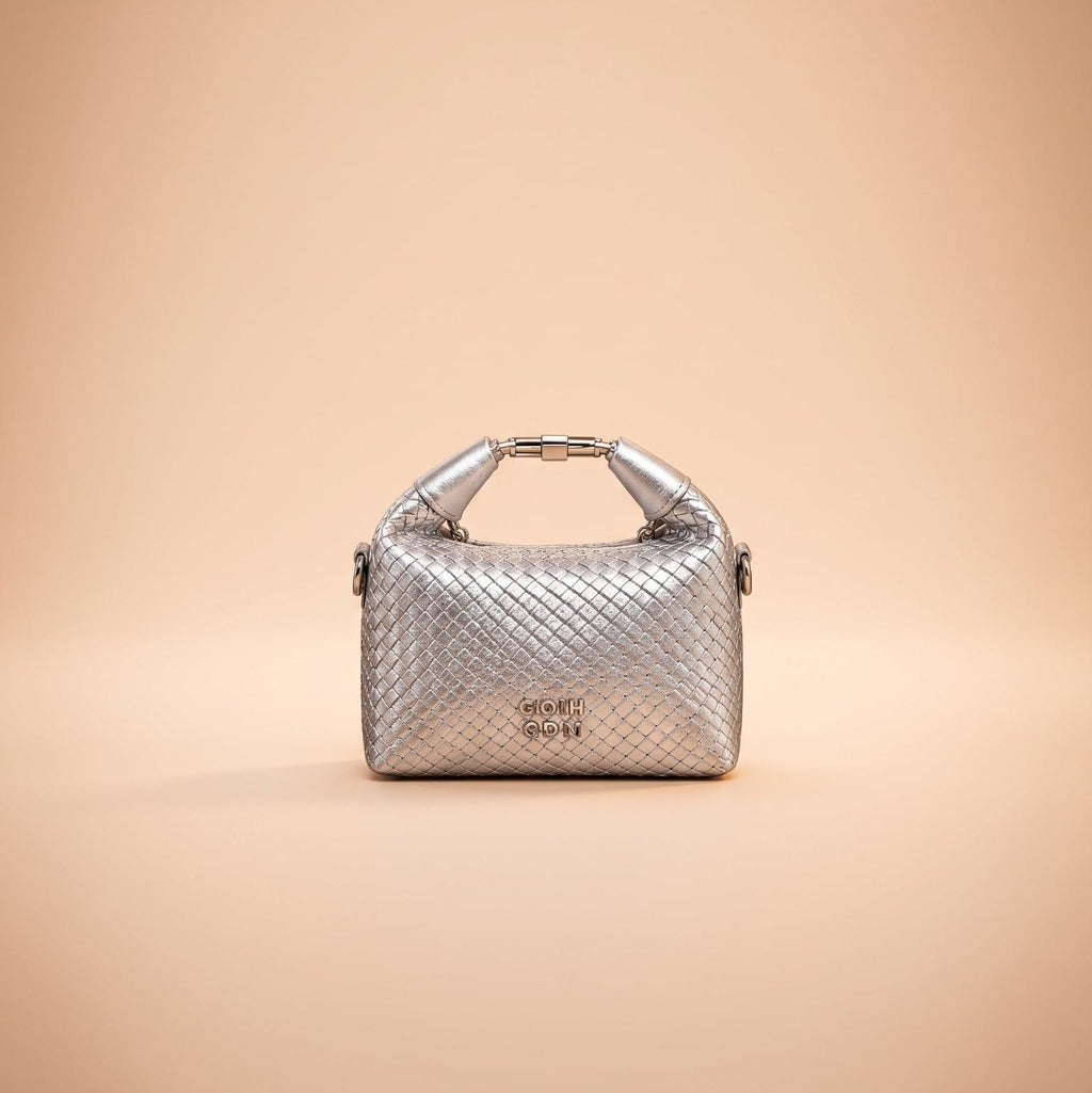 Metallic Woven Leather Trendy Top-Handle Bag
