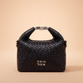 Classic Black Woven Top-Handle Trendy Bag