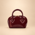 Cherry red  Glossy Dome Handbag with Gold-Tone hardware with cherry charm